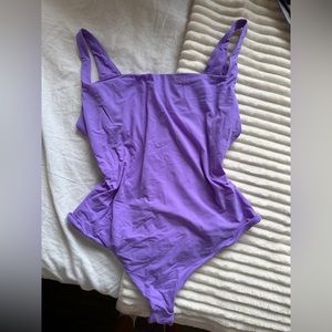 Skims Fits Everybody Square Neck Bodysuit In Ultra Violet